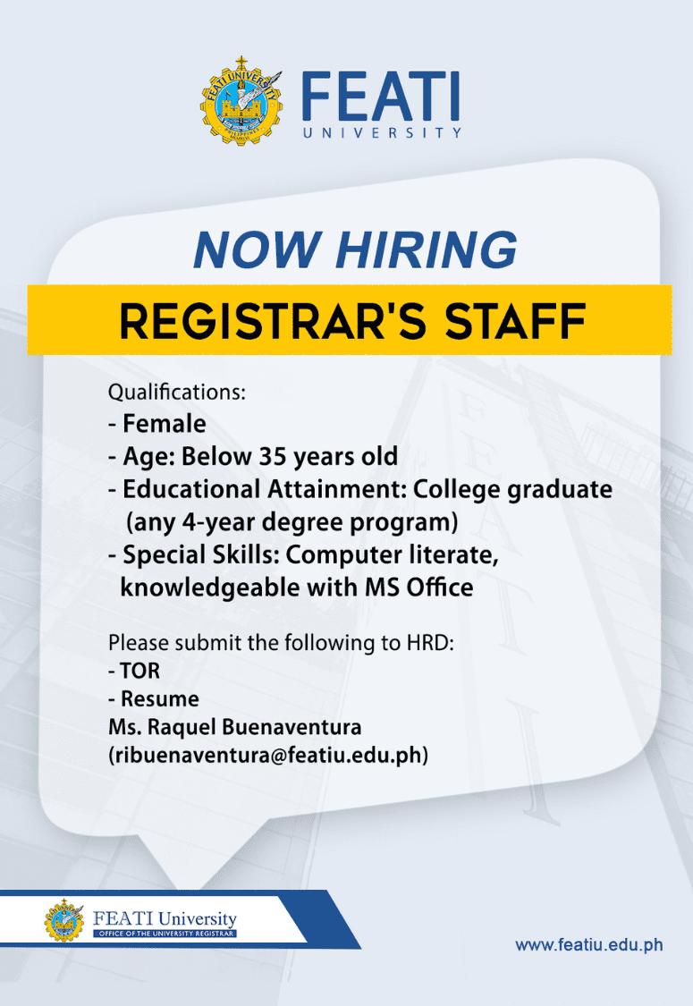 Hiring: Registrar's Staff